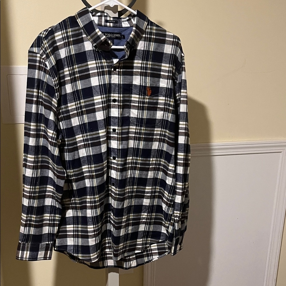 U.S. Polo Assn. Men's Navy and White Plaid Shirt